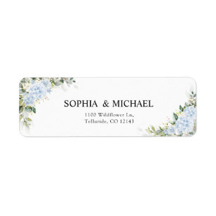 Blue Hydrange Floral Wedding Return Address Label