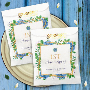 Blue Hydrangea 1st Year Paper Anniversary Party Favour Bag