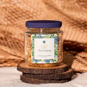 Blue Hydrangea 1st Year Paper Anniversary Party Square Sticker