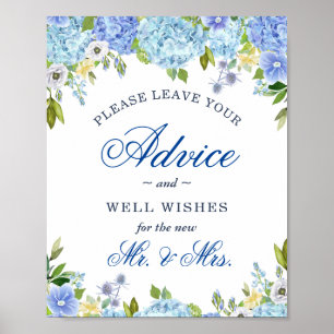 Blue Hydrangea  Advice and Well Wishes Sign
