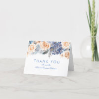 Blue Hydrangea and Peach Roses Bouquet Thank You