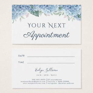 Blue Hydrangea Appointment Card