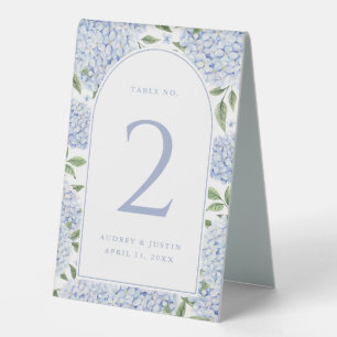 Blue Hydrangea Arch Border Table Number Plastic