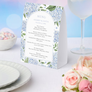 Blue Hydrangea Arch Border Wedding Paper Menu