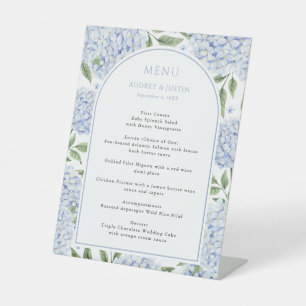 Blue Hydrangea Arch Border Wedding Paper Menu Pedestal Sign