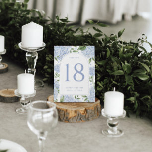 Blue Hydrangea Arch Table Number Cards
