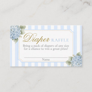 Blue Hydrangea Baby shower Diaper Raffle Card