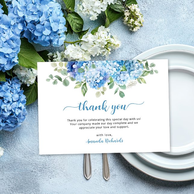 Blue Hydrangea Baby Shower Thank You Card (Creator Uploaded)