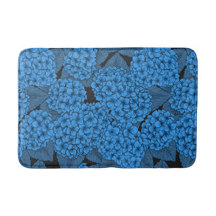 Blue hydrangea bath mat