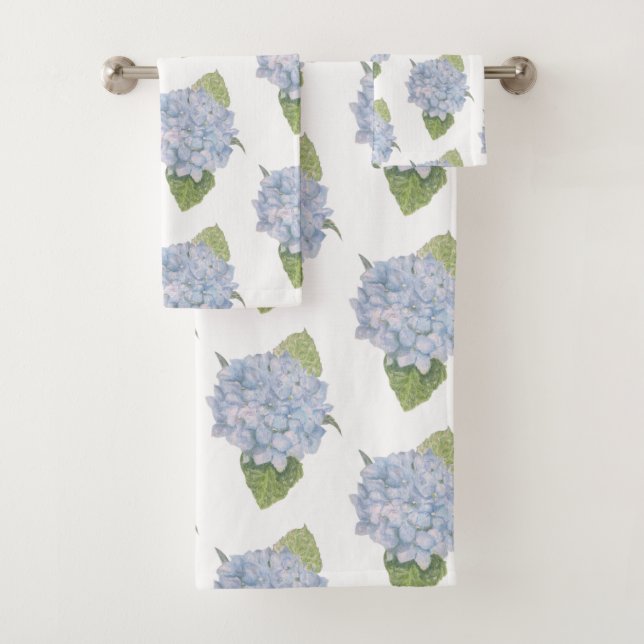 Blue Hydrangea Bath Towel Set (Insitu)