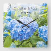 Blue hydrangea beautiful wedding wall clock