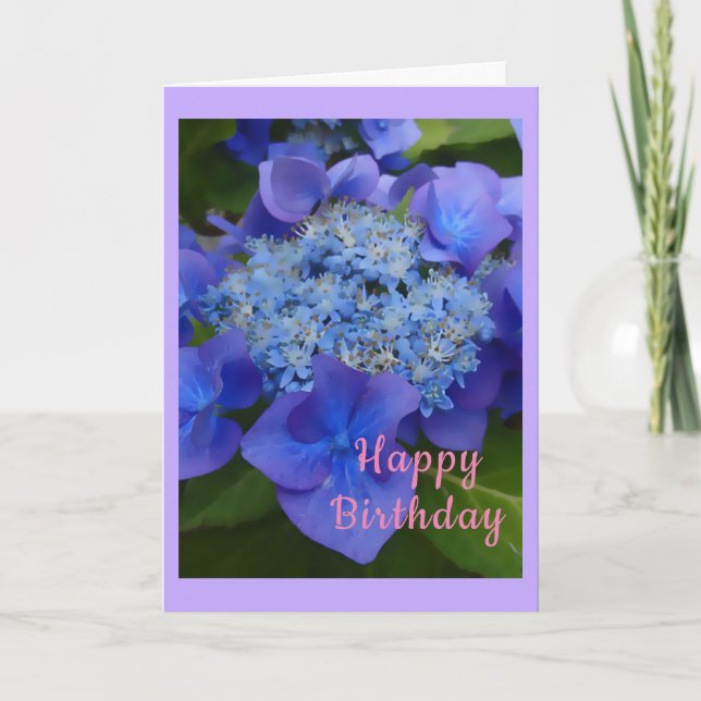Blue Hydrangea Birthday card (Front)