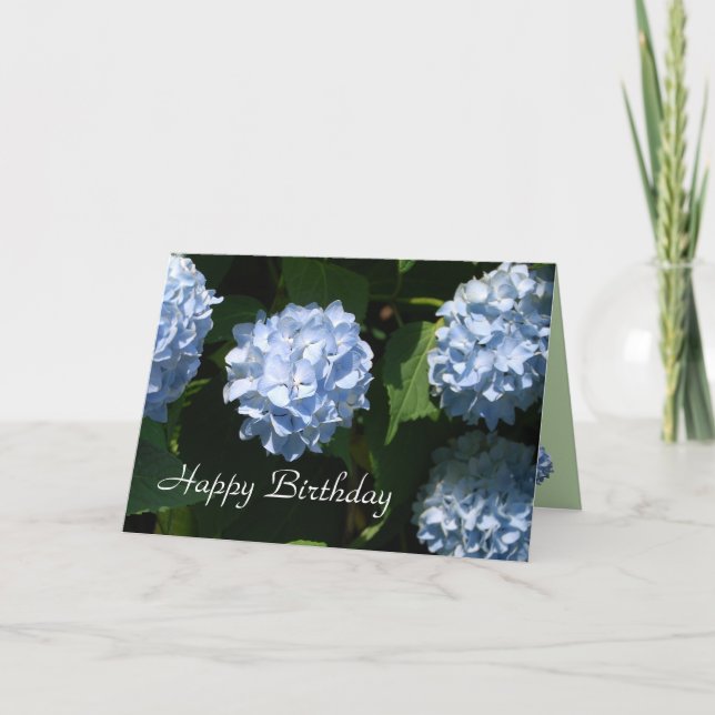 Blue Hydrangea Birthday card (Front)