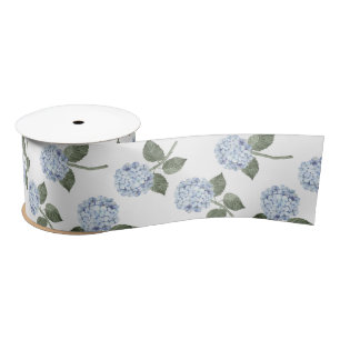 Blue Hydrangea Bloom Floral  Satin Ribbon