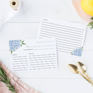 Blue Hydrangea Bloom Recipe Card