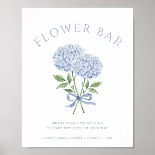 Blue Hydrangea Blooms Bouquet Flower Bar Poster