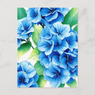 Blue Hydrangea Blooms Floral Pattern Postcard