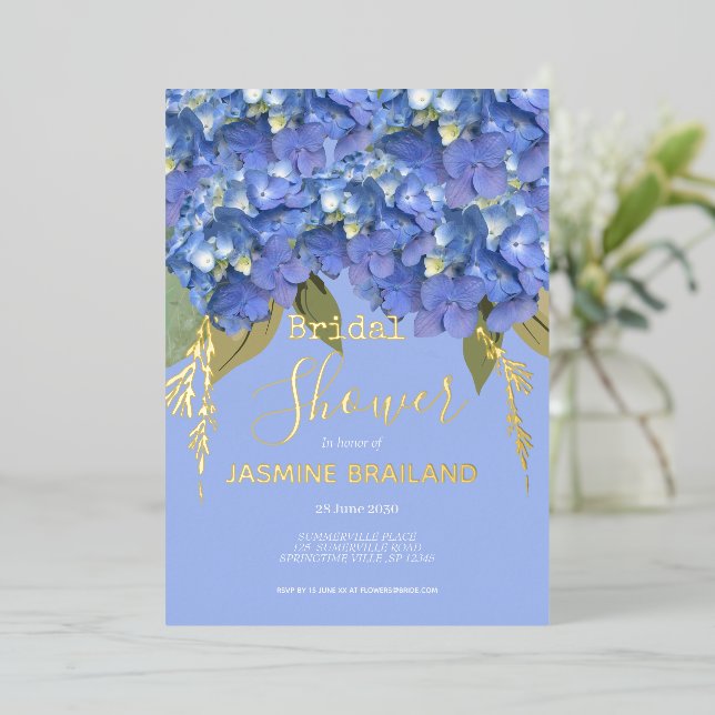 Blue Hydrangea Blooms Personalised Bridal Shower (Standing Front)