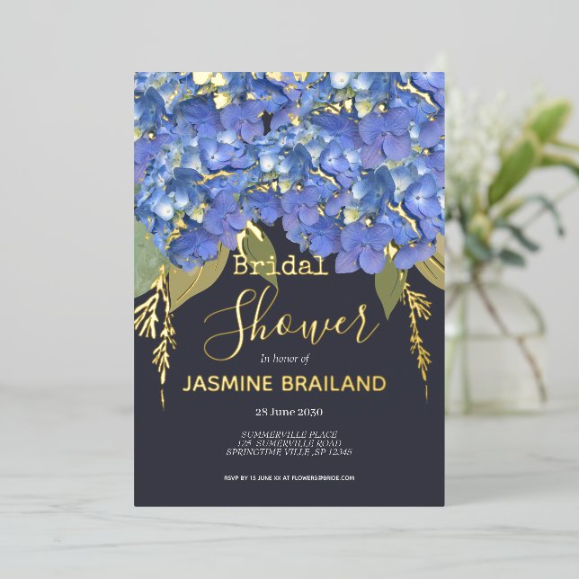 Blue Hydrangea Blooms Personalised Bridal Shower (Standing Front)