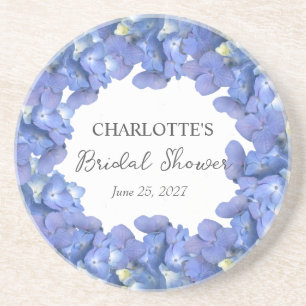 Blue Hydrangea Blooms Personalised Bridal Shower Coaster