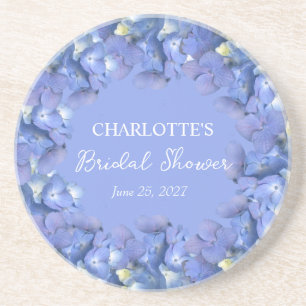 Blue Hydrangea Blooms Personalised Bridal Shower Coaster