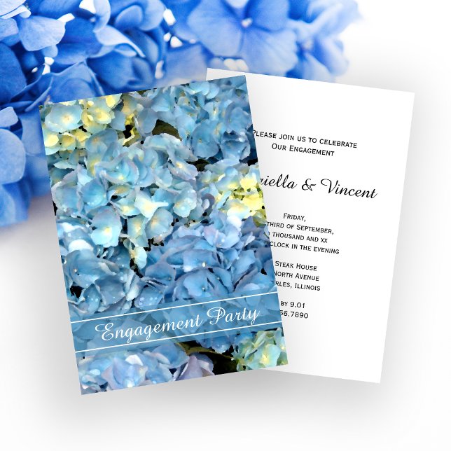 Blue Hydrangea Blossom Engagement Party Invitation (Creator Uploaded)