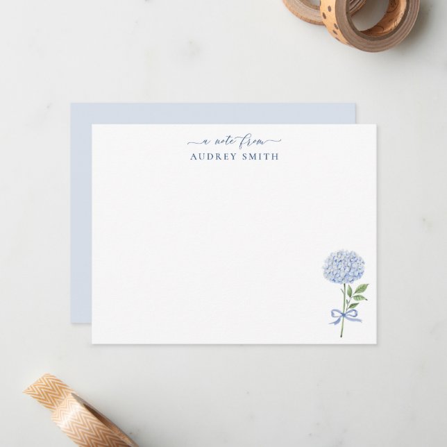 Blue Hydrangea Blue Personalised Card (Front/Back In Situ)