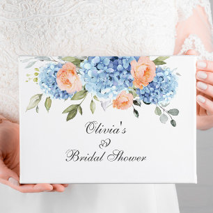 Blue Hydrangea Blush Rose Eucalyptus Bridal Shower Guest Book