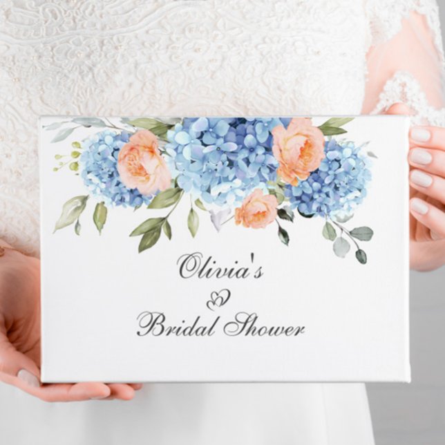 Blue Hydrangea Blush Rose Eucalyptus Bridal Shower Guest Book (Creator Uploaded)