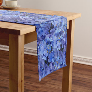 Blue Hydrangea Botanical Table Runner