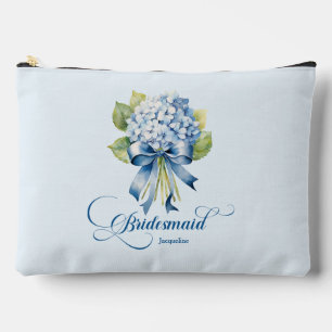 Blue Hydrangea Bouquet Bridesmaid Bachelorette Accessory Pouch