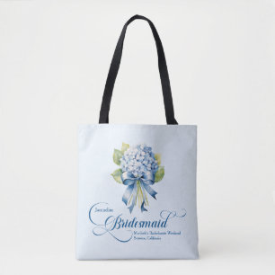 Blue Hydrangea Bouquet Bridesmaid Bachelorette Tote Bag