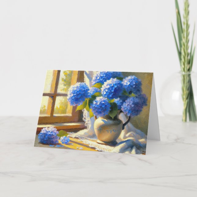 Blue Hydrangea Bouquet Card (Front)