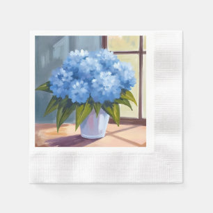 Blue Hydrangea Bouquet Floral Painting Napkin