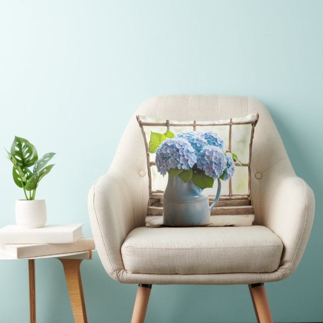 Blue Hydrangea Bouquet In Window Cushion (Chair)