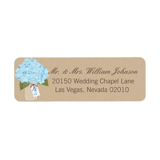 Blue Hydrangea Bouquet Label Return Address Label (Front)