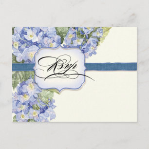 Blue Hydrangea Bracket Floral Formal Wedding Invitation Postcard