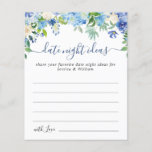 Blue Hydrangea Bridal Shower Date Night Idea Card<br><div class="desc">Blue Hydrangea Bridal Shower Date Night Idea Card.</div>