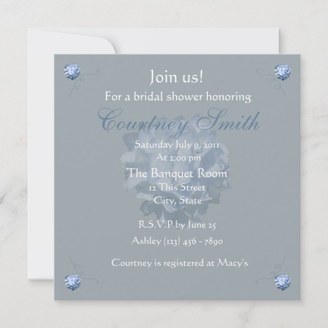 Blue Hydrangea Bridal Shower invitation (Front)