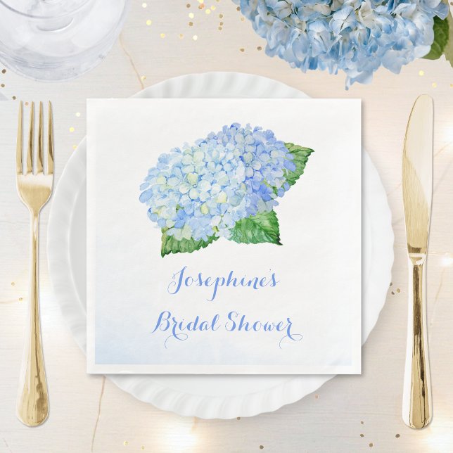 Blue Hydrangea Bridal Shower Napkin (Creator Uploaded)