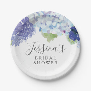 Blue Hydrangea Bridal Shower Party Plates