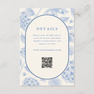 Blue Hydrangea Bridal Shower QR Code  Enclosure Card