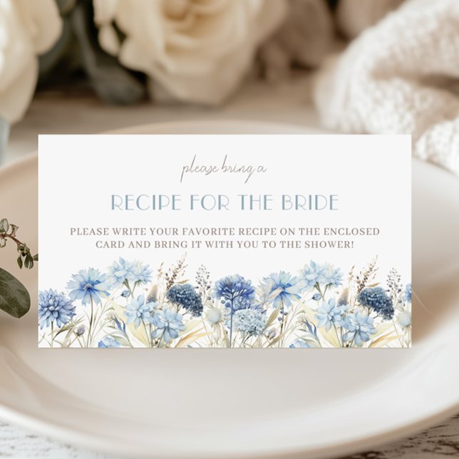 Blue Hydrangea Bridal Shower Recipe Request Enclosure Card (Creator Uploaded)