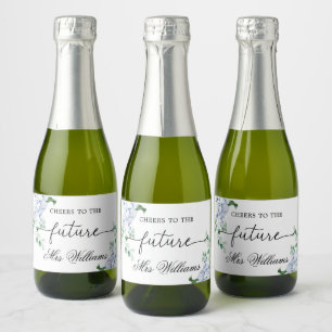 Blue Hydrangea Bridal Shower Sparkling Wine Favour Sparkling Wine Label