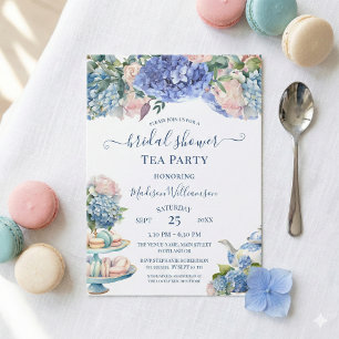 Blue Hydrangea Bridal Shower Tea Party  Invitation