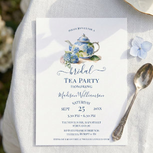 Blue Hydrangea Bridal Tea Party  Invitation