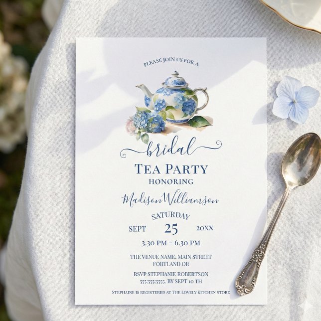 Blue Hydrangea Bridal Tea Party  Invitation (Creator Uploaded)