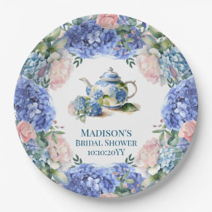 Blue Hydrangea Bridal Tea Party  Paper Plate