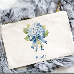 Blue Hydrangea Bridesmaid Cosmetic Accessory Pouch