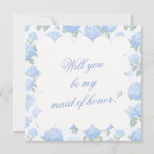 Blue Hydrangea Bridesmaid Proposal Card